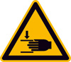 Znak ostrzeg., folia 10szt., „Ryzyko skaleczenia rąk”, dł. boku 50mm
