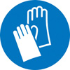 Znak nakazu, alum., wytłaczany, „Nakaz stosowania ochrony rąk”, średn.200mm