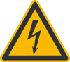 Znak ostrzeg. 100mm folia,Ostrzeż. p. niebezpiecznym napięciem elektr.”