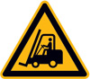 Znak ostrzeg., folia, „Ostrzeż. p. wózkami transport.”,dł. boku 200mm