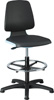 Krzesło obrotowe robocze (laboratoryjne) Labsit 3, ze ślizgaczami i podparciem dla nóg z regulacją wysokości, skóra ekologiczna, kolor niebieski