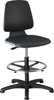 Krzesło obrotowe robocze (laboratoryjne) Labsit 3, ze ślizgaczami i podparciem dla nóg z regulacją wysokości, skóra ekologiczna, kolor antracytowy
