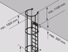 Drabina pionowa jednociągowa według normy DIN 18799-1, mocowana na stałe do budynków i budowli, z koszem ochronnym, aluminium, 5,60 m