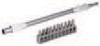 11-częściowy zestaw końcówek wkręcających z metalową, elastyczną przedłużką (200 mm)